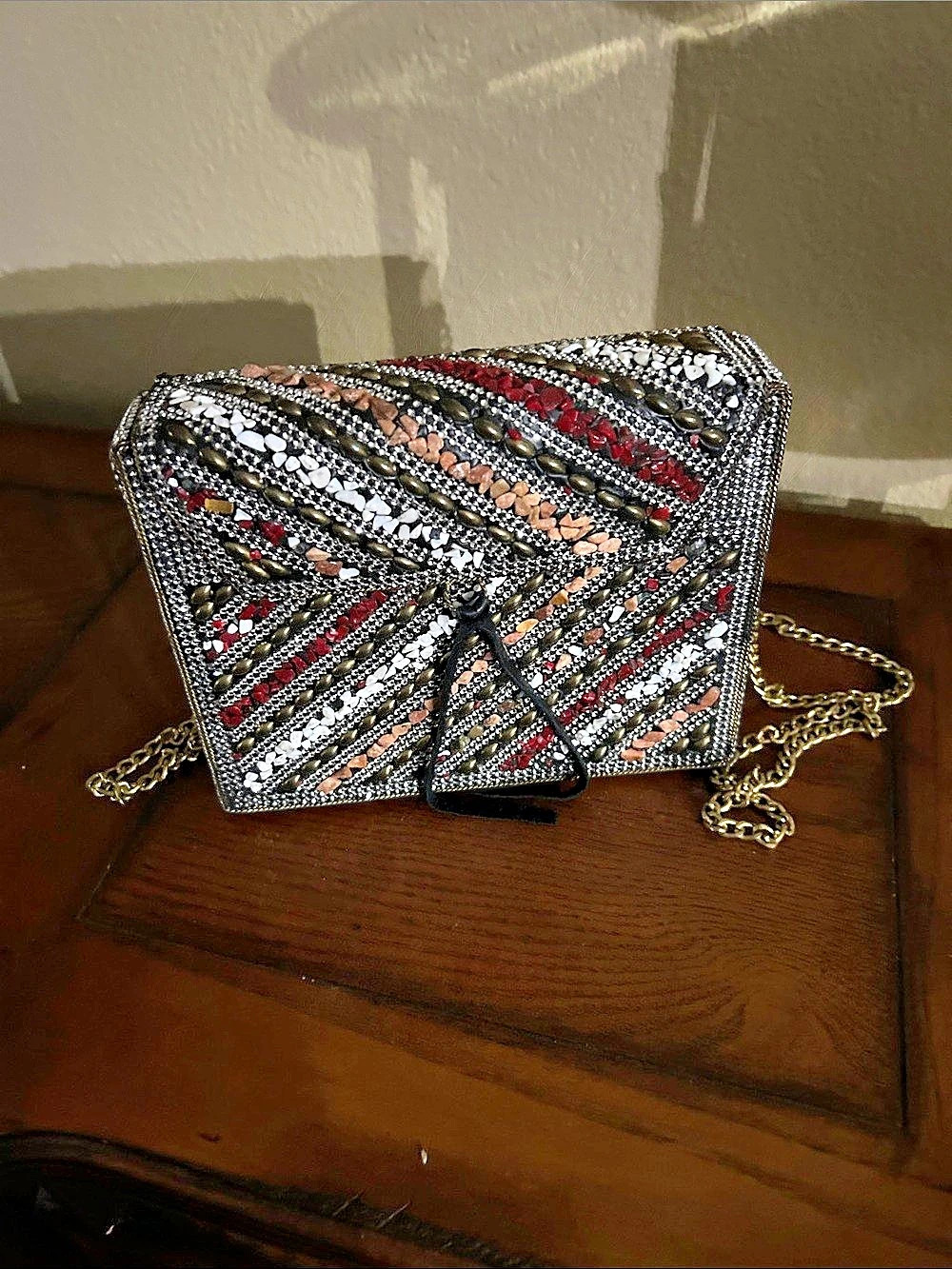 Geometric Crossbody Bag in Black & Silver Like New